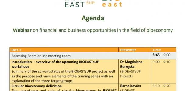 BIOEASTsUP WEBINAR: Financial and business opportunities in the field of bioeconomy