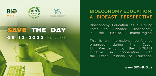 Save the date: Conference „Bioeconomy Education: A BIOEAST Perspective” will take place in Prague on 8 December 2022